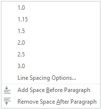 Opciones de espacio entre líneas y párrafos en Word 2016