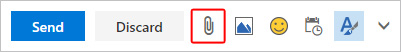 Adjunte el icono en el menú inferior del correo de Outlook.com.